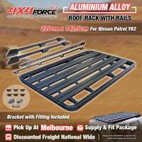 220x142.5cm Roof Rack Flat Platform & Rails & Bracket for Nissan Patrol Y62 MEL