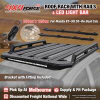 135x125cm Roof Rack Flat Platform with Light Bar & Rails for Mazda BT-50 MEL