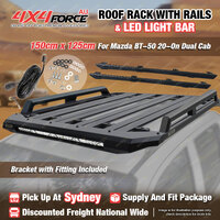 150x125cm Roof Rack Flat Platform with Light Bar & Rails for Mazda BT-50 SYD