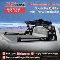 Sports Bar Roll Bar Tray & Top Basket 4 LEDS for Toyota Hilux Revo Dual Cab MEL