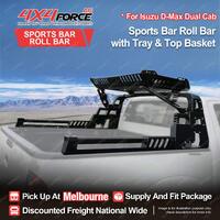 Sports Bar Roll Bar with Tray & Top Basket 4 LEDS for Isuzu D-Max Dual Cab MEL