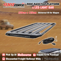 220 x 125cm Roof Rack Flat Platform with LED Light Bar Universal Wagon MEL