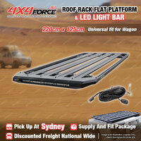 220 x 125cm Roof Rack Flat Platform with LED Light Bar Universal Wagon SYD