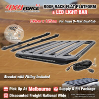 135x125cm Roof Rack Flat Platform with LED Light Bar for Isuzu D-Max Dual MEL