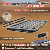 150x125cm Roof Rack Flat Platform with LED Light Bar for Nissan Navara NP300 MEL