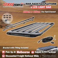 220x125cm Alloy Roof Rack Flat Platform with LED Light Bar for Ford Everest MEL