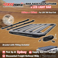 135x125cm Roof Rack Flat Platform with LED Light Bar for LDV T60 Dual Cab SYD