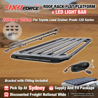 220x125cm Roof Rack Platform with Light Bar for Toyota Landcruiser Prado 120 SYD