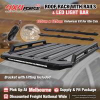 135x125cm Roof Rack Flat Platform with Light Bar & Rails for Universal Utes MEL