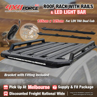 135x125cm AL-Alloy Roof Rack Flat Platform with Light Bar & Rail for LDV T60 MEL