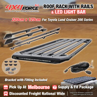 220x125 Roof Rack Platform with Light Bar & Rails for Toyota Landcruiser 200 MEL