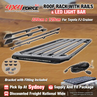 220x125 Roof Rack Flat Platform with Light Bar & Rails for Toyota FJ Cruiser SYD