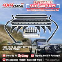 Side Steps Brush Rail Bars Rock Sliders for GWM Great Wall Cannon Dual Cab SYD