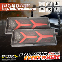 4X4FORCE Pair 12V 76 LED Tail Lights Stop Dynamic Indicator Reverse 4X4 Camper