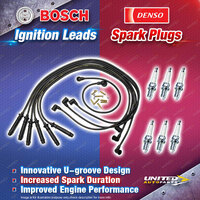 Bosch Ignition Leads + 6 x Denso Iridium TT Spark Plugs for BMW 320 323i E21 E30