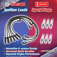 Bosch Ignition Leads + 6 Denso Iridium Power Spark Plugs for Chrysler Valiant VG