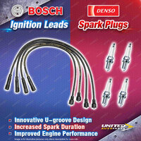 Bosch Ignition Leads + 4 x Denso Spark Plugs for Daihatsu Feroza HD-E 4Cyl 16V