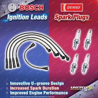 Bosch Ignition Leads + 4 x Denso Iridium Power Plugs for Ford Laser KC KE Meteor