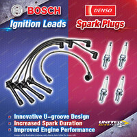 Bosch Ignition Leads + 4 x Denso Iridium Power Plugs for Ford Capri SA SB SC SE