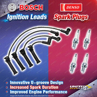 Bosch Ignition Leads + 4 x Denso Iridium Power Spark Plugs for Ford Escape ZB