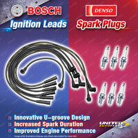 Bosch Ignition Leads + 6 x Denso Iridium Power Spark Plugs for Ford Transit 250