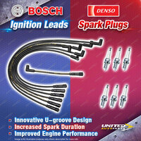 Bosch Ignition Leads + 6 Denso Iridium Power Spark Plugs for Ford Fairmont EB ED