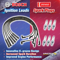 Bosch Ignition Leads + 6 x Denso Spark Plugs for Ford Fairlane NF Falcon EF 4.0L