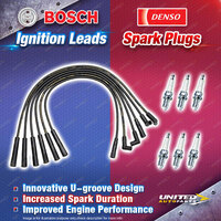 Bosch Leads + 6 x Denso Iridium Power Plugs for Ford Fairlane Fairmont Falcon AU