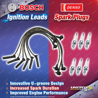 Bosch Ignition Leads + 6 x Denso Iridium TT Spark Plugs for Ford Courier PH 4.0L