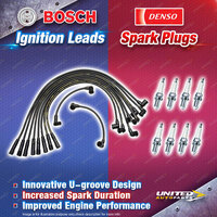 Bosch Ignition Leads + 8 x Denso Iridium Power Spark Plugs for Ford Falcon XW