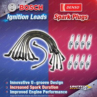 Bosch Ignition Leads + 8 x Denso Iridium Power Spark Plugs for Ford Falcon EB