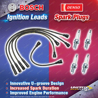 Bosch Ignition Leads + 4 x Denso TT Spark Plugs for Holden Drover QB G13A 1.3L