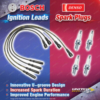 Bosch Ignition Leads + 4 x Denso Spark Plugs for Holden Rodeo TF TFR16 TFR30