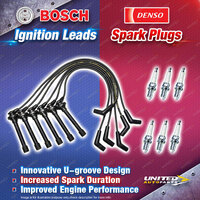 Bosch Ignition Leads + 6 x Denso Spark Plugs for Holden Jackaroo UBS25 3.2 6VD1