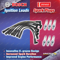 Bosch Leads + 6 x Denso Iridium Power Spark Plugs for Holden Commodore VC VH VK