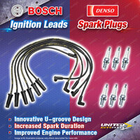 Bosch Ignition Leads + 6 x Denso TT Spark Plugs for Holden Commodore VG 3.8