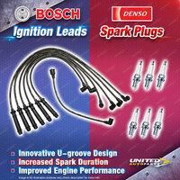 Bosch Ignition Leads + 6 x Denso TT Spark Plugs for Holden Commodore VL 3.0L