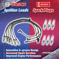 Bosch Leads + 6x Denso TT Spark Plugs for Holden Calais Commodore VN Heat Shield