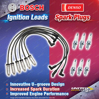 Bosch Super Leads + 6 Denso Iridium Power Spark Plugs for Holden Commodore VP