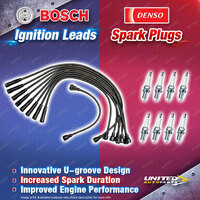 Bosch Leads + 8 x Denso Iridium Power Spark Plugs for Holden HG HJ HQ HX Torana