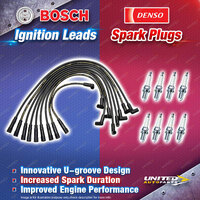 Bosch Leads + 8 x Denso Iridium Power Spark Plugs for Holden Commodore VH VK VL