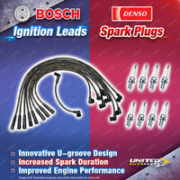 Bosch Ignition Leads + 8 x Denso Iridium Tough Spark Plugs for Holden Caprice VQ