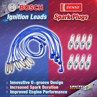 Bosch Ignition Leads + 8x Denso Spark Plugs for Holden Calais Commodore VR VS VT