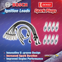 Bosch Super Leads + 8 Denso Power Spark Plugs for Holden Caprice Statesman VR VS