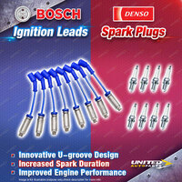 Bosch Sport Leads + 8 x Denso Spark Plugs for Holden Adventra Calais VT VX VY VZ