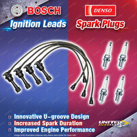 Bosch Leads + 4x Denso Iridium Power Spark Plugs for Hyundai Lantra J1 Sonata Y3