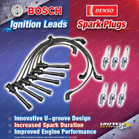 Bosch Ignition Leads + 6 x Denso Iridium Power Spark Plugs for Hyundai Sonata EF