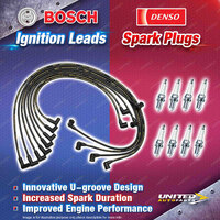 Bosch Leads + 8x Denso Iridium Power Spark Plugs for Land Rover Range Rover 38 D