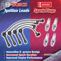 Bosch Ignition Leads + 4 x Denso Iridium Tough Spark Plugs for Mazda MX5 NA NA8C