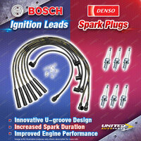 Bosch Leads + 6 x Denso Iridium Power Spark Plugs for Mercedes Benz 280S W116